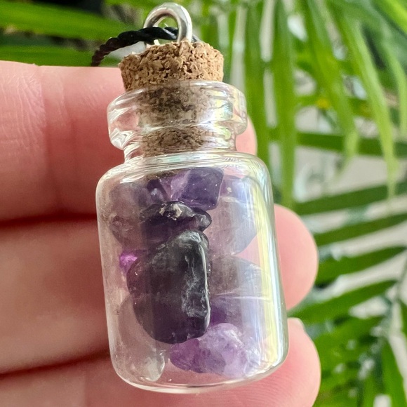 Amethyst Crystal Specimen Bottle Necklace - Picture 3 of 7